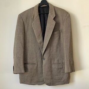 Donna Karen New York Herringbone Blazer Button Front Jacket Size 42 Regular